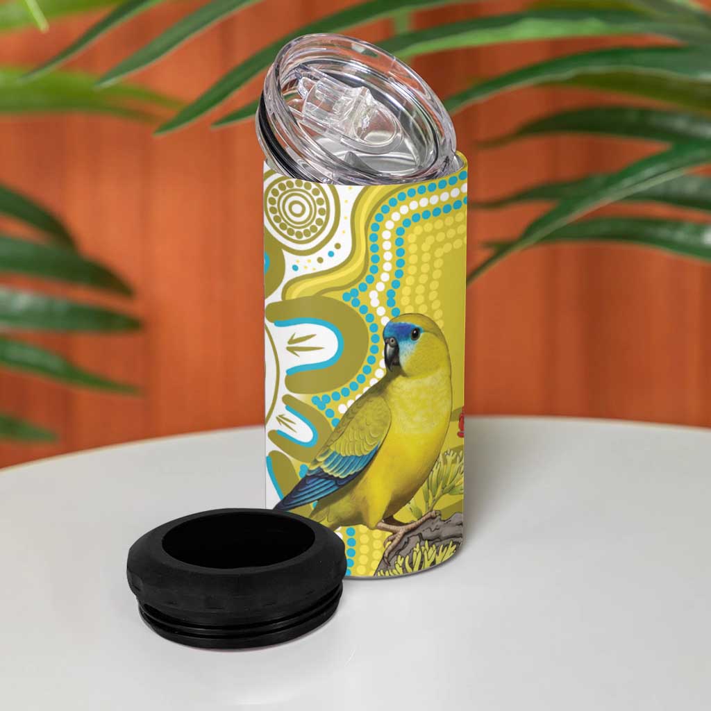 Australia Rock Parrot 4 in 1 Can Cooler Tumbler Kangaroo Paws Indigenous Art - Aussie Hoodie