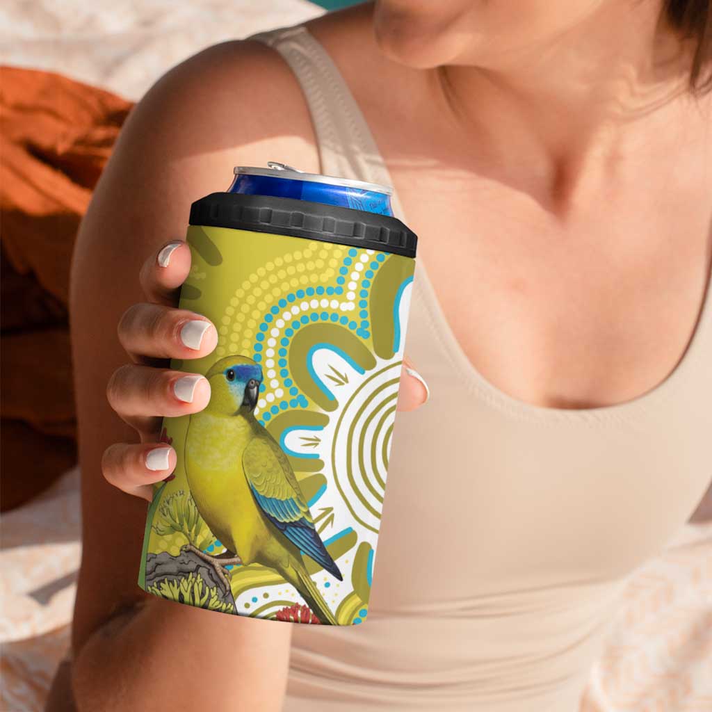 Australia Rock Parrot 4 in 1 Can Cooler Tumbler Kangaroo Paws Indigenous Art - Aussie Hoodie