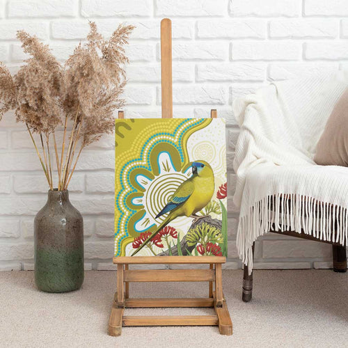 Australia Rock Parrot Canvas Wall Art Kangaroo Paws Indigenous Art - Aussie Hoodie