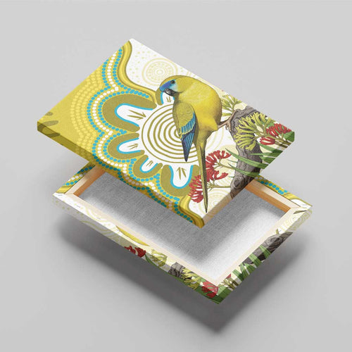 Australia Rock Parrot Canvas Wall Art Kangaroo Paws Indigenous Art - Aussie Hoodie