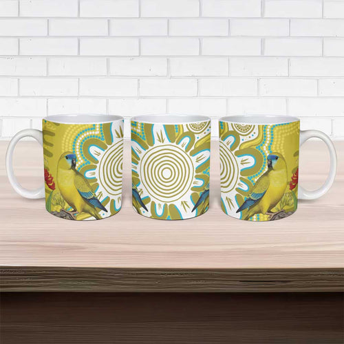 Australia Rock Parrot Ceramic Mug Kangaroo Paws Indigenous Art - Aussie Hoodie