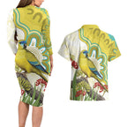 Australia Rock Parrot Couples Matching Long Sleeve Bodycon Dress and Hawaiian Shirt Kangaroo Paws Indigenous Art - Aussie Hoodie