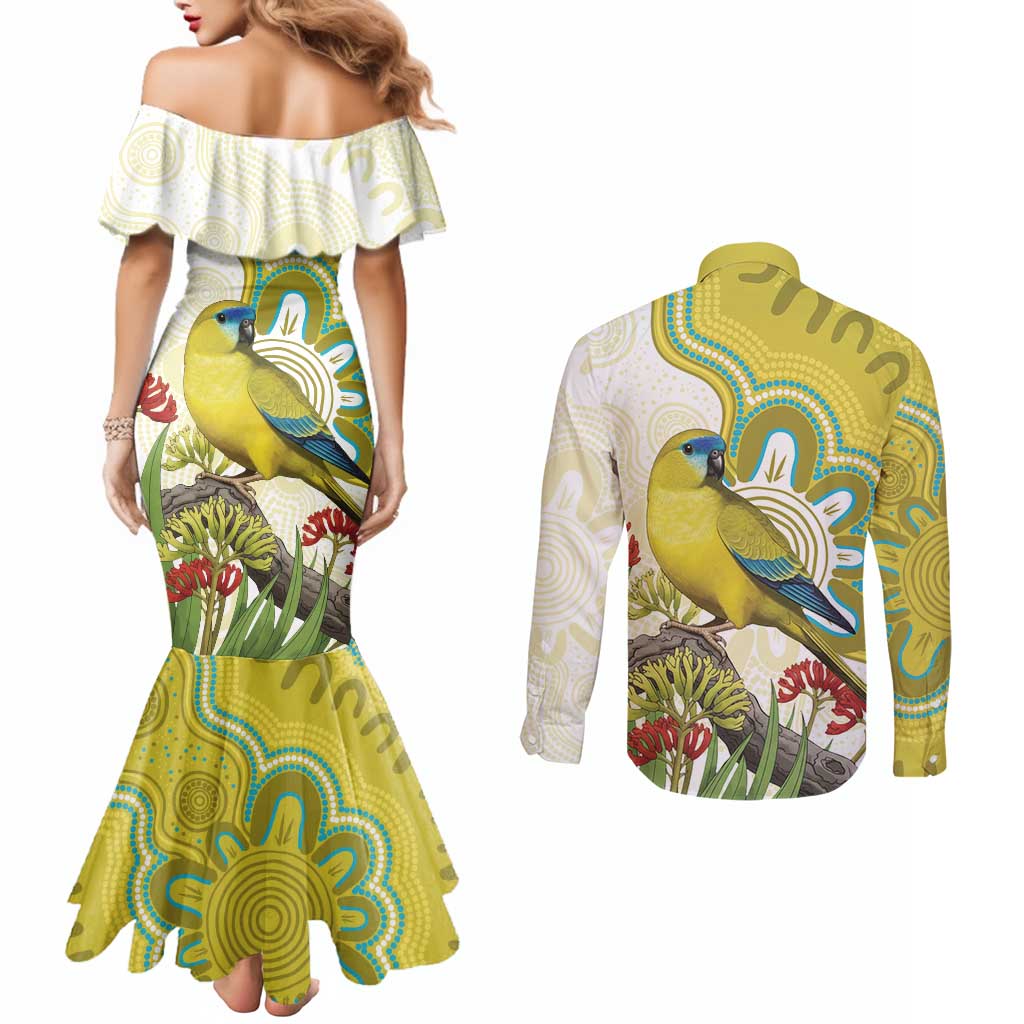 Australia Rock Parrot Couples Matching Mermaid Dress and Long Sleeve Button Shirt Kangaroo Paws Indigenous Art - Aussie Hoodie