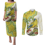 Australia Rock Parrot Couples Matching Puletasi and Long Sleeve Button Shirt Kangaroo Paws Indigenous Art - Aussie Hoodie