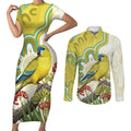 Australia Rock Parrot Couples Matching Short Sleeve Bodycon Dress and Long Sleeve Button Shirt Kangaroo Paws Indigenous Art - Aussie Hoodie