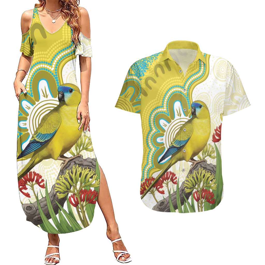 Australia Rock Parrot Couples Matching Summer Maxi Dress and Hawaiian Shirt Kangaroo Paws Indigenous Art - Aussie Hoodie