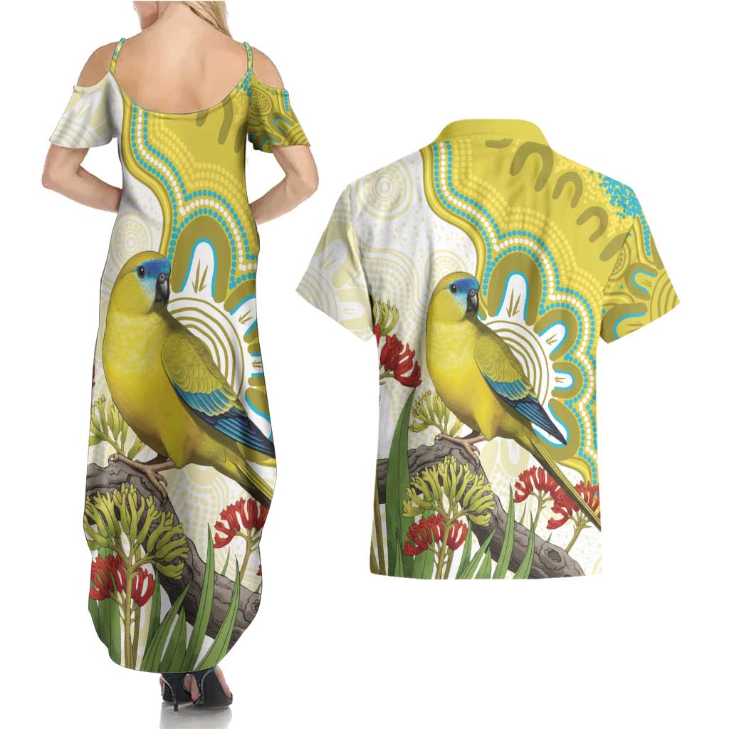 Australia Rock Parrot Couples Matching Summer Maxi Dress and Hawaiian Shirt Kangaroo Paws Indigenous Art - Aussie Hoodie