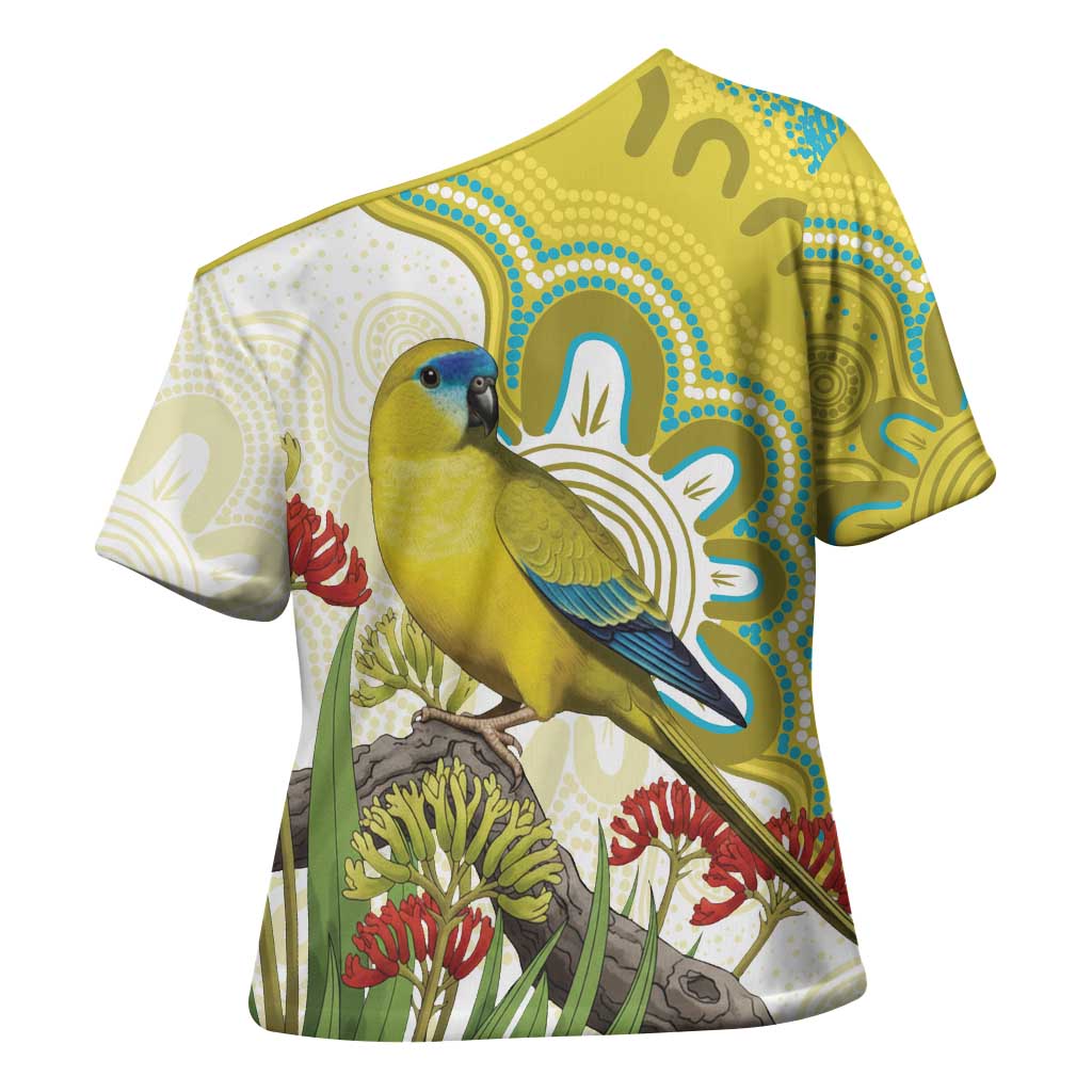 Australia Rock Parrot Cross Shoulder Shirt Kangaroo Paws Indigenous Art - Aussie Hoodie