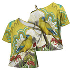 Australia Rock Parrot Cross Shoulder Shirt Kangaroo Paws Indigenous Art - Aussie Hoodie