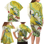 Australia Rock Parrot Family Matching Long Sleeve Bodycon Dress and Hawaiian Shirt Kangaroo Paws Indigenous Art - Aussie Hoodie