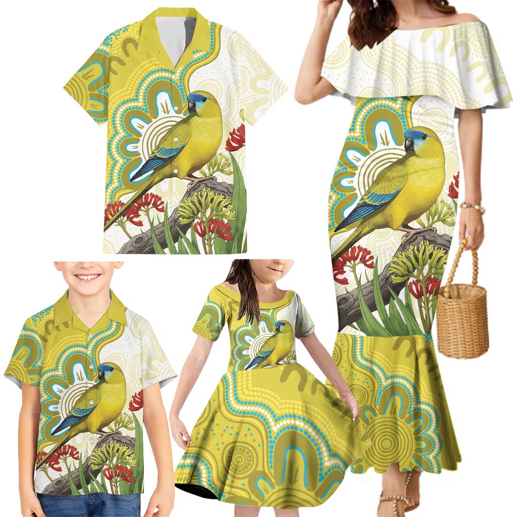 Australia Rock Parrot Family Matching Mermaid Dress and Hawaiian Shirt Kangaroo Paws Indigenous Art - Aussie Hoodie
