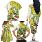 Australia Rock Parrot Family Matching Off The Shoulder Long Sleeve Dress and Hawaiian Shirt Kangaroo Paws Indigenous Art - Aussie Hoodie