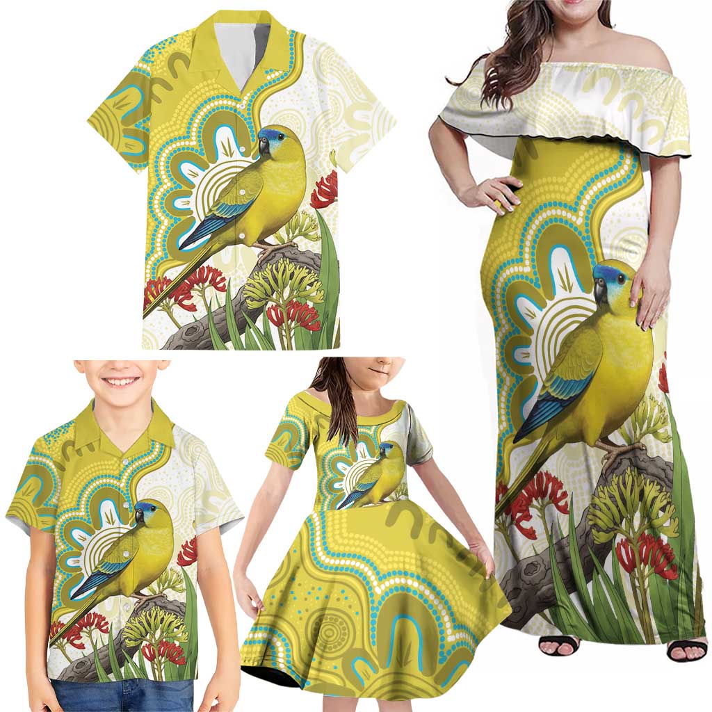 Australia Rock Parrot Family Matching Off Shoulder Maxi Dress and Hawaiian Shirt Kangaroo Paws Indigenous Art - Aussie Hoodie