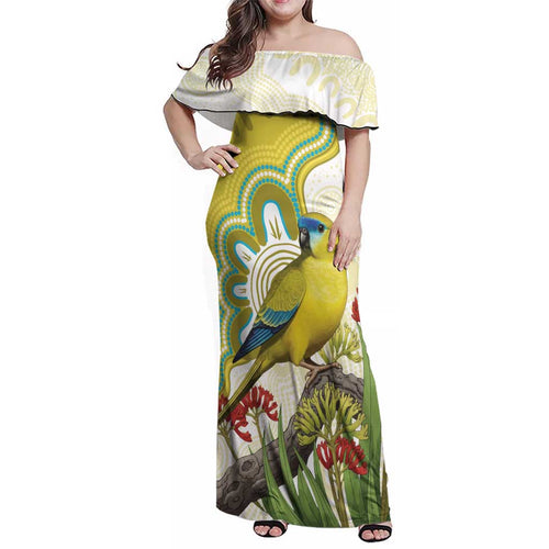 Australia Rock Parrot Family Matching Off Shoulder Maxi Dress and Hawaiian Shirt Kangaroo Paws Indigenous Art - Aussie Hoodie