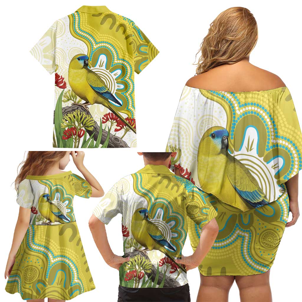 Australia Rock Parrot Family Matching Off Shoulder Short Dress and Hawaiian Shirt Kangaroo Paws Indigenous Art - Aussie Hoodie
