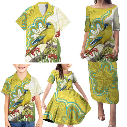 Australia Rock Parrot Family Matching Puletasi and Hawaiian Shirt Kangaroo Paws Indigenous Art - Aussie Hoodie
