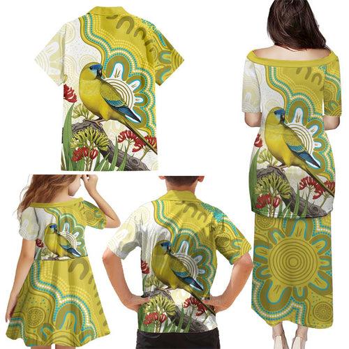 Australia Rock Parrot Family Matching Puletasi and Hawaiian Shirt Kangaroo Paws Indigenous Art - Aussie Hoodie