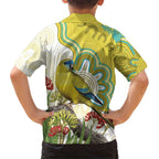 Australia Rock Parrot Family Matching Short Sleeve Bodycon Dress and Hawaiian Shirt Kangaroo Paws Indigenous Art - Aussie Hoodie