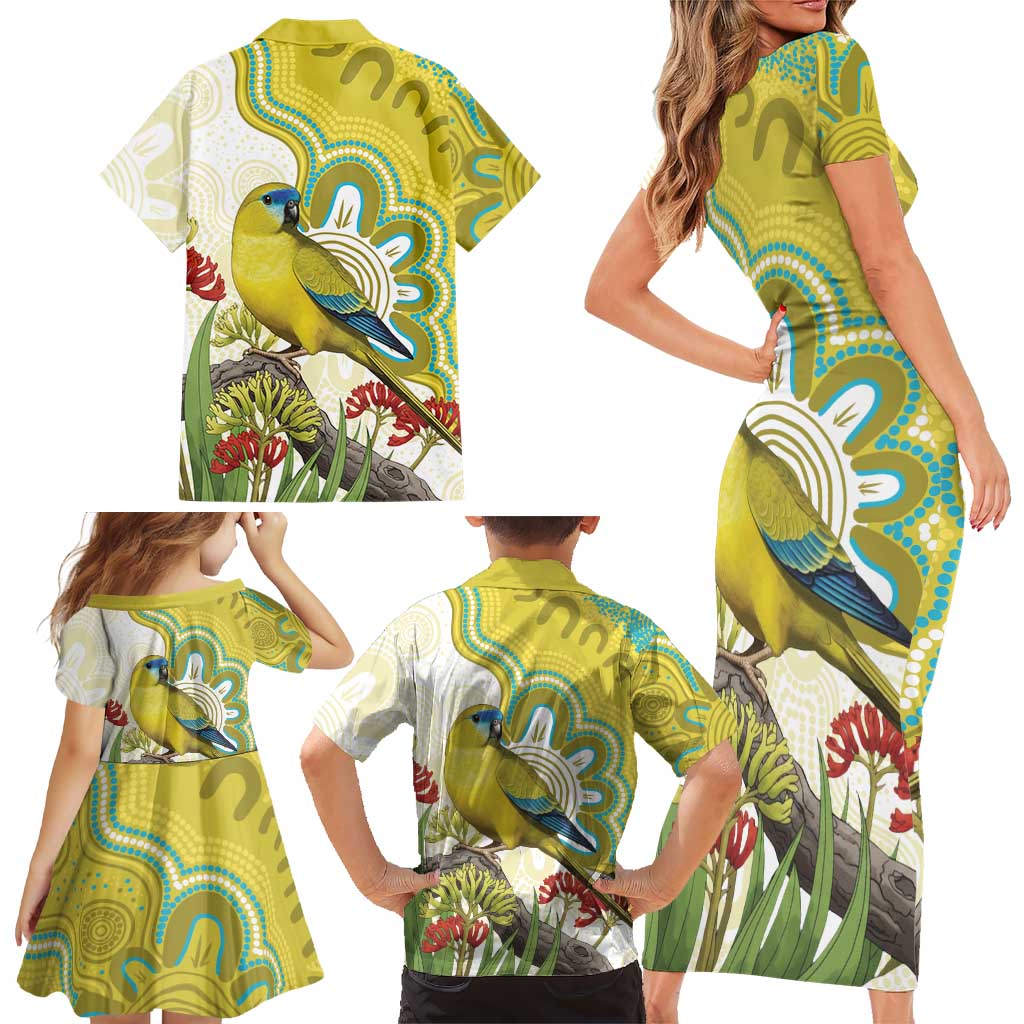 Australia Rock Parrot Family Matching Short Sleeve Bodycon Dress and Hawaiian Shirt Kangaroo Paws Indigenous Art - Aussie Hoodie