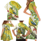 Australia Rock Parrot Family Matching Short Sleeve Bodycon Dress and Hawaiian Shirt Kangaroo Paws Indigenous Art - Aussie Hoodie