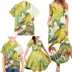 Australia Rock Parrot Family Matching Summer Maxi Dress and Hawaiian Shirt Kangaroo Paws Indigenous Art - Aussie Hoodie