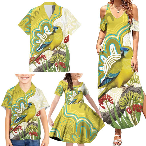 Australia Rock Parrot Family Matching Summer Maxi Dress and Hawaiian Shirt Kangaroo Paws Indigenous Art - Aussie Hoodie