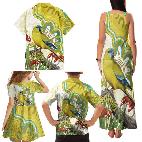Australia Rock Parrot Family Matching Tank Maxi Dress and Hawaiian Shirt Kangaroo Paws Indigenous Art - Aussie Hoodie