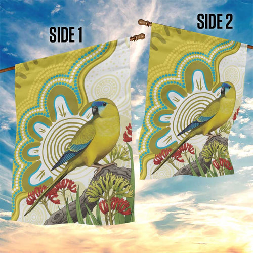 Australia Rock Parrot Garden Flag Kangaroo Paws Indigenous Art - Aussie Hoodie
