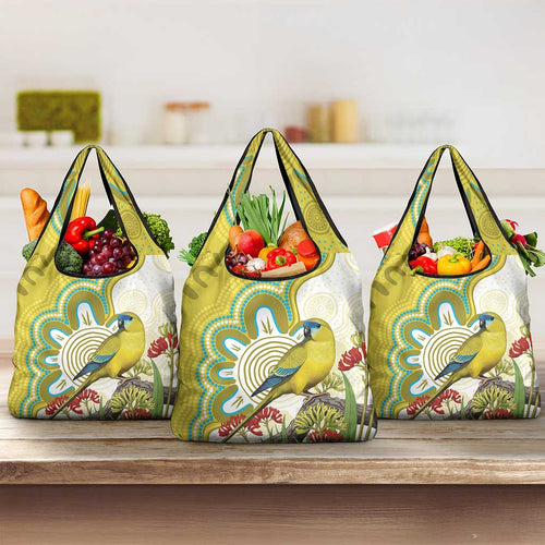 Australia Rock Parrot Grocery Bag Kangaroo Paws Indigenous Art - Aussie Hoodie