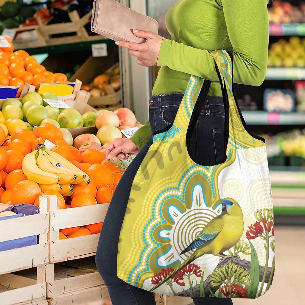Australia Rock Parrot Grocery Bag Kangaroo Paws Indigenous Art - Aussie Hoodie