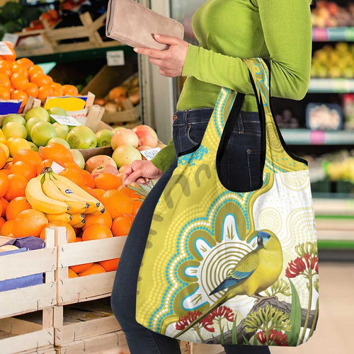 Australia Rock Parrot Grocery Bag Kangaroo Paws Indigenous Art - Aussie Hoodie