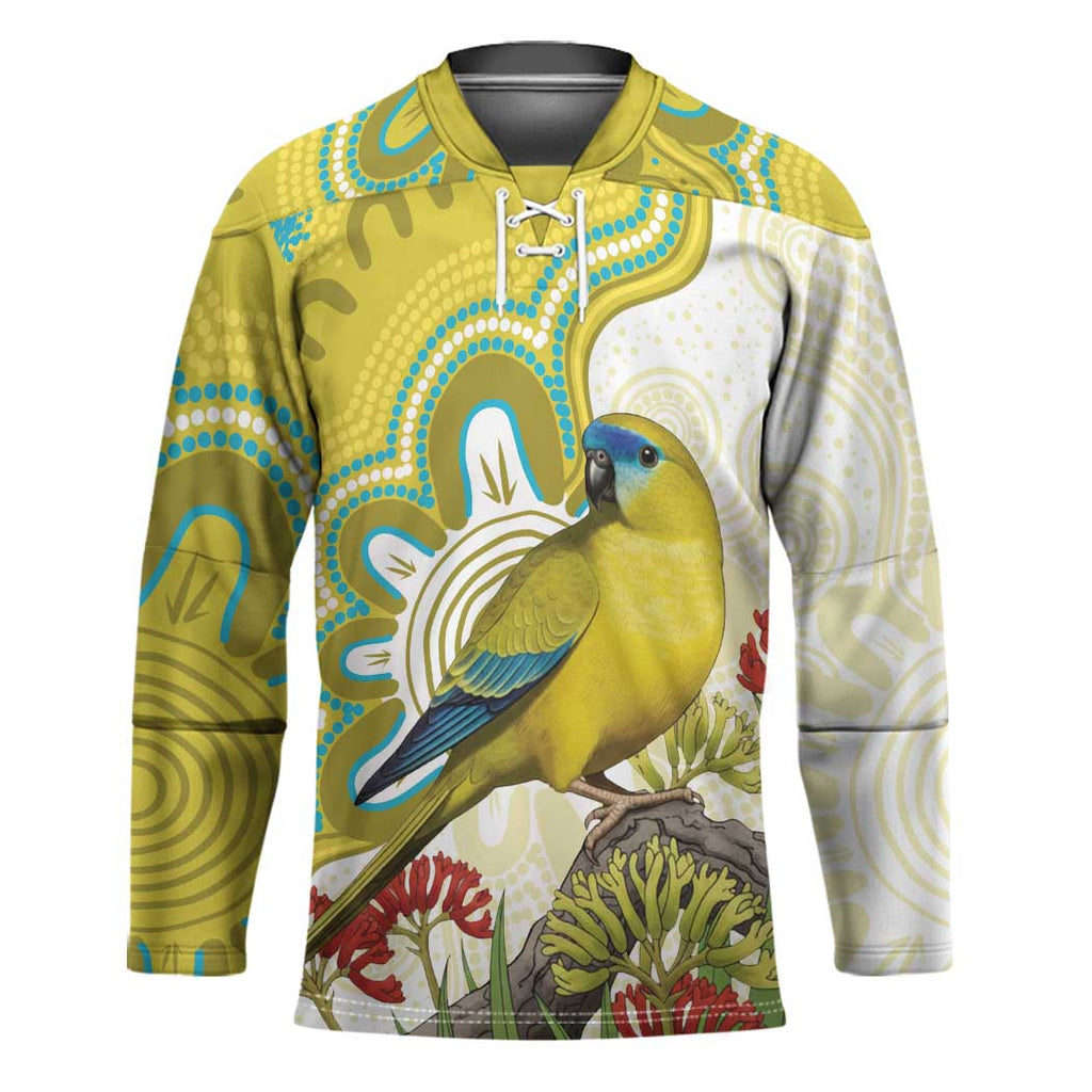 Australia Rock Parrot Hockey Jersey Kangaroo Paws Indigenous Art - Aussie Hoodie