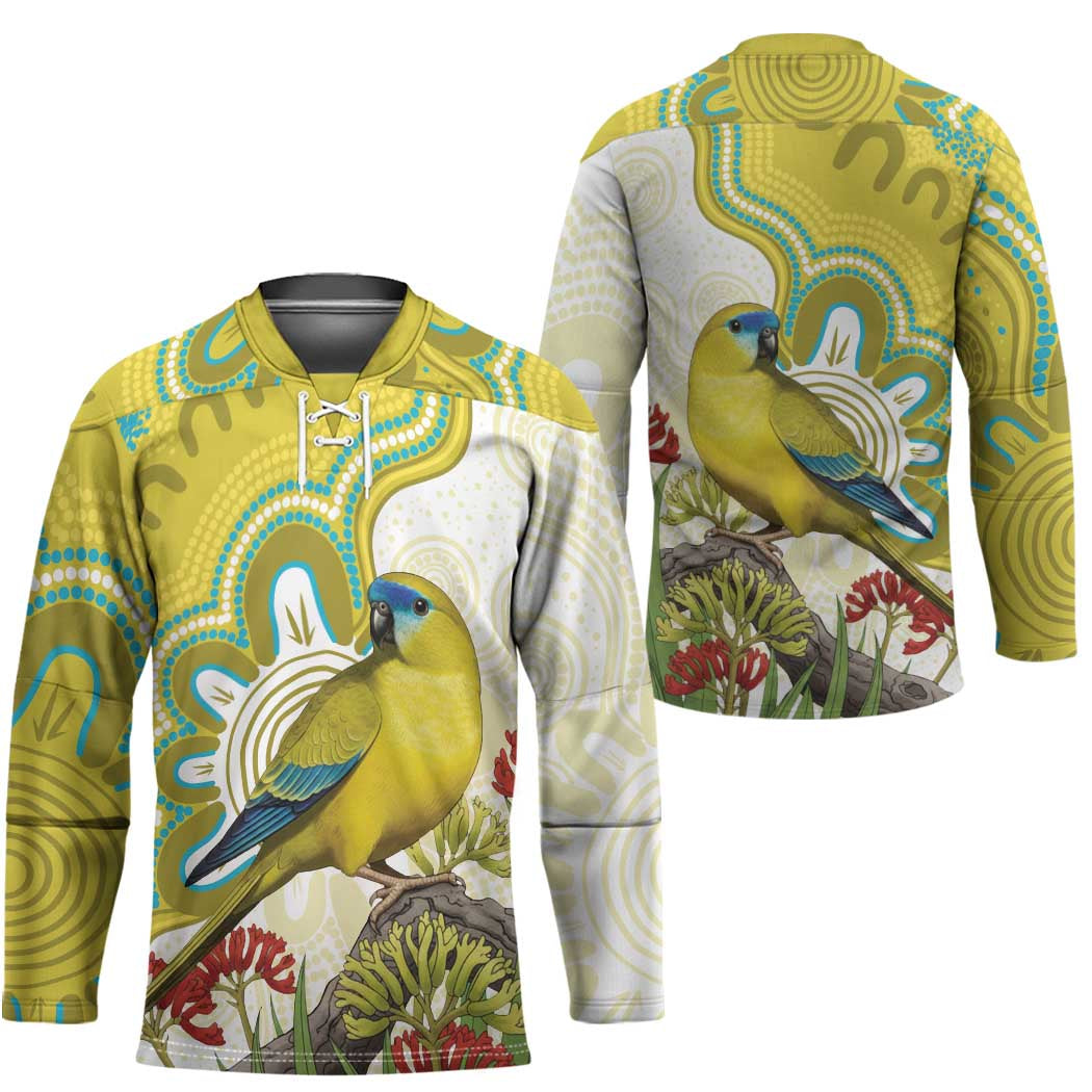 Australia Rock Parrot Hockey Jersey Kangaroo Paws Indigenous Art - Aussie Hoodie