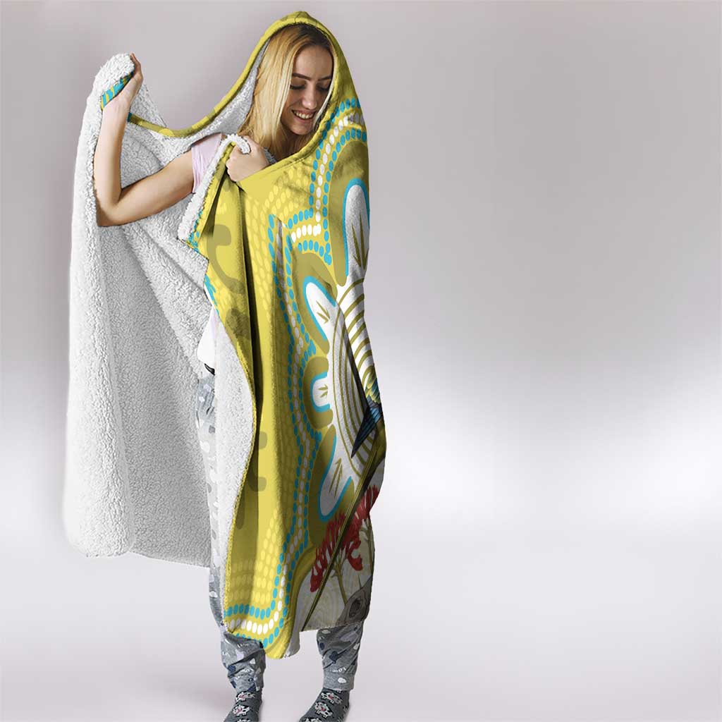 Australia Rock Parrot Hooded Blanket Kangaroo Paws Indigenous Art - Aussie Hoodie