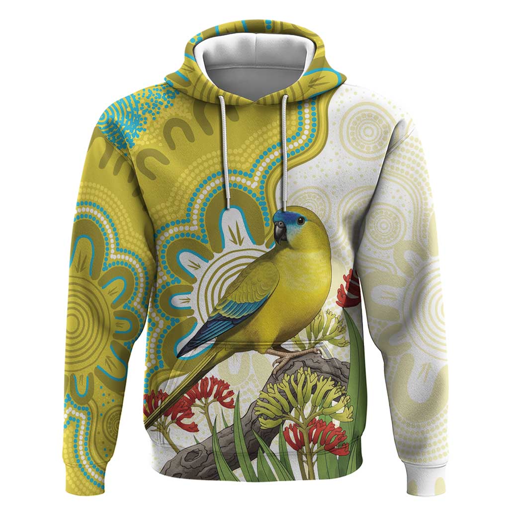 Australia Rock Parrot Hoodie Kangaroo Paws Indigenous Art - Aussie Hoodie