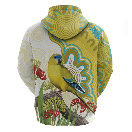Australia Rock Parrot Hoodie Kangaroo Paws Indigenous Art - Aussie Hoodie