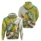 Australia Rock Parrot Hoodie Kangaroo Paws Indigenous Art - Aussie Hoodie