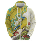 Australia Rock Parrot Hoodie Kangaroo Paws Indigenous Art - Aussie Hoodie