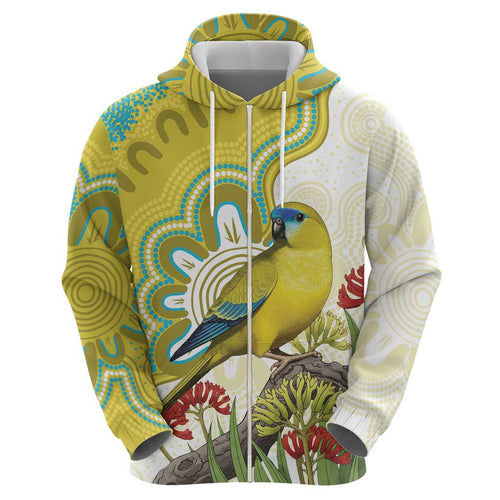 Australia Rock Parrot Hoodie Kangaroo Paws Indigenous Art - Aussie Hoodie