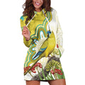 Australia Rock Parrot Hoodie Dress Kangaroo Paws Indigenous Art - Aussie Hoodie