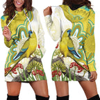 Australia Rock Parrot Hoodie Dress Kangaroo Paws Indigenous Art - Aussie Hoodie