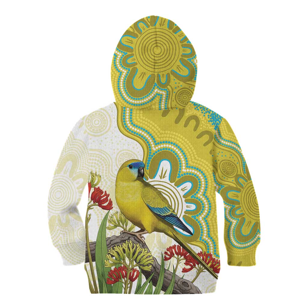 Australia Rock Parrot Kid Hoodie Kangaroo Paws Indigenous Art - Aussie Hoodie