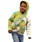 Australia Rock Parrot Kid Hoodie Kangaroo Paws Indigenous Art - Aussie Hoodie