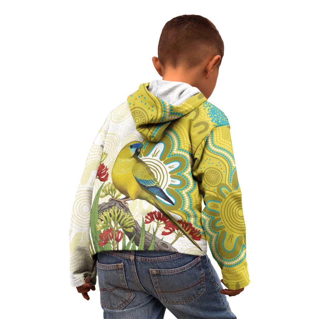 Australia Rock Parrot Kid Hoodie Kangaroo Paws Indigenous Art - Aussie Hoodie