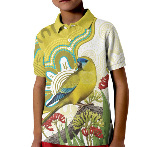 Australia Rock Parrot Kid Polo Shirt Kangaroo Paws Indigenous Art - Aussie Hoodie