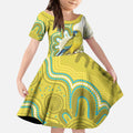 Australia Rock Parrot Kid Short Sleeve Dress Kangaroo Paws Indigenous Art - Aussie Hoodie