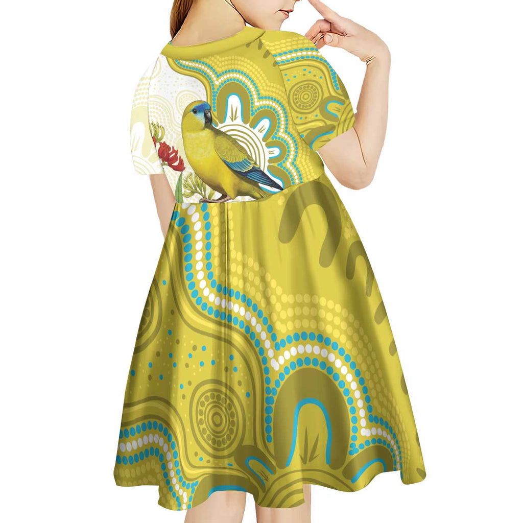 Australia Rock Parrot Kid Short Sleeve Dress Kangaroo Paws Indigenous Art - Aussie Hoodie