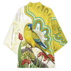 Australia Rock Parrot Kimono Kangaroo Paws Indigenous Art - Aussie Hoodie