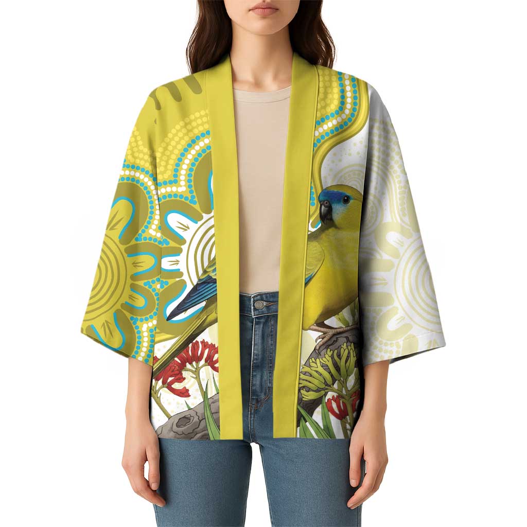 Australia Rock Parrot Kimono Kangaroo Paws Indigenous Art - Aussie Hoodie