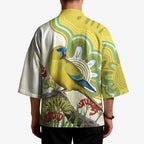Australia Rock Parrot Kimono Kangaroo Paws Indigenous Art - Aussie Hoodie